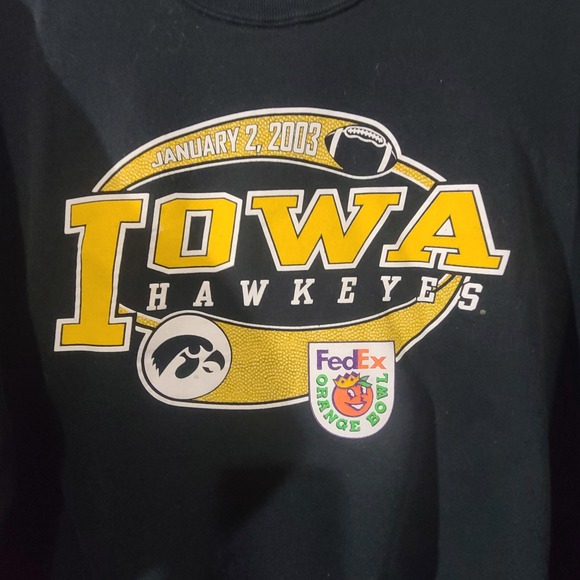 Vintage Jerzees Iowa Hawkeyes 2003 Orange Bowl Sweatshirt Black 3XL FedEx - Picture 2 of 5